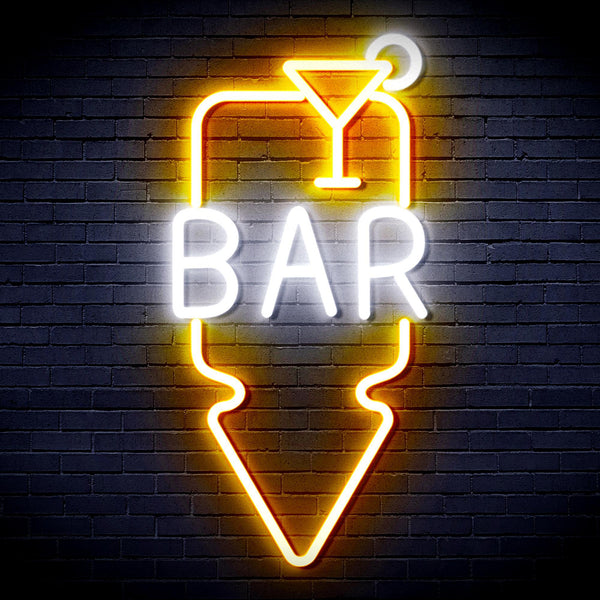 ADVPRO Bar and Down Arrow Ultra-Bright LED Neon Sign fnu0330 - White & Golden Yellow