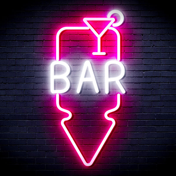 ADVPRO Bar and Down Arrow Ultra-Bright LED Neon Sign fnu0330 - White & Pink