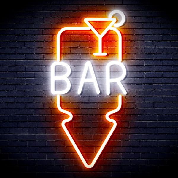ADVPRO Bar and Down Arrow Ultra-Bright LED Neon Sign fnu0330 - White & Orange