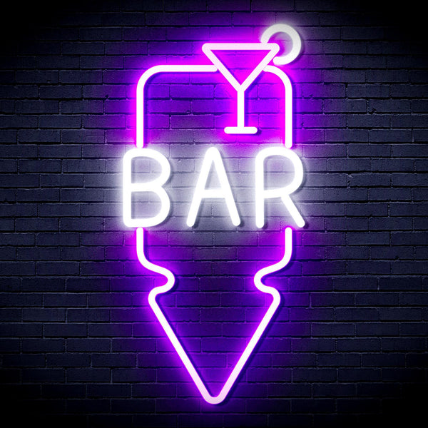 ADVPRO Bar and Down Arrow Ultra-Bright LED Neon Sign fnu0330 - White & Purple
