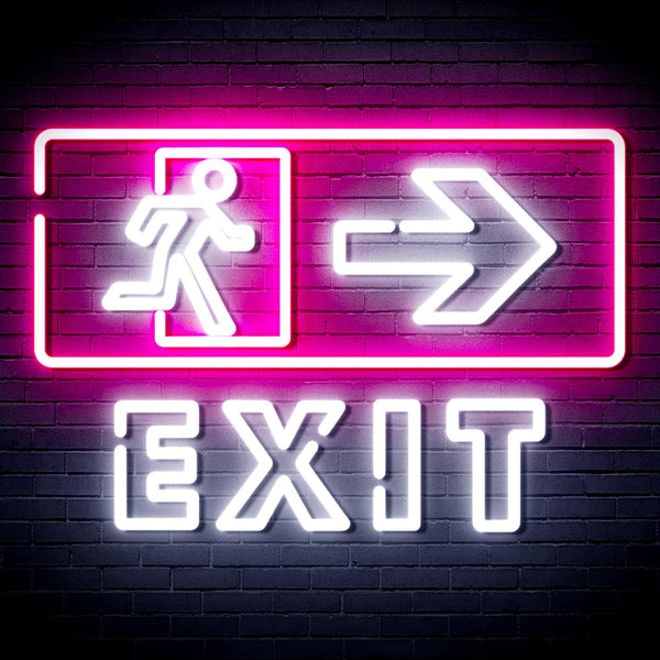 ADVPRO Exit Sign Ultra-Bright LED Neon Sign fnu0344 - White & Pink