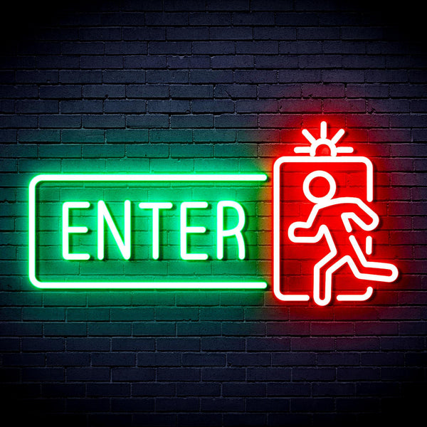 ADVPRO Enter Sign Ultra-Bright LED Neon Sign fnu0345 - Green & Red