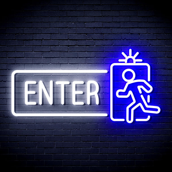 ADVPRO Enter Sign Ultra-Bright LED Neon Sign fnu0345 - White & Blue
