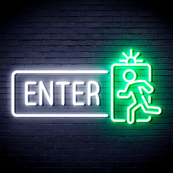 ADVPRO Enter Sign Ultra-Bright LED Neon Sign fnu0345 - White & Green