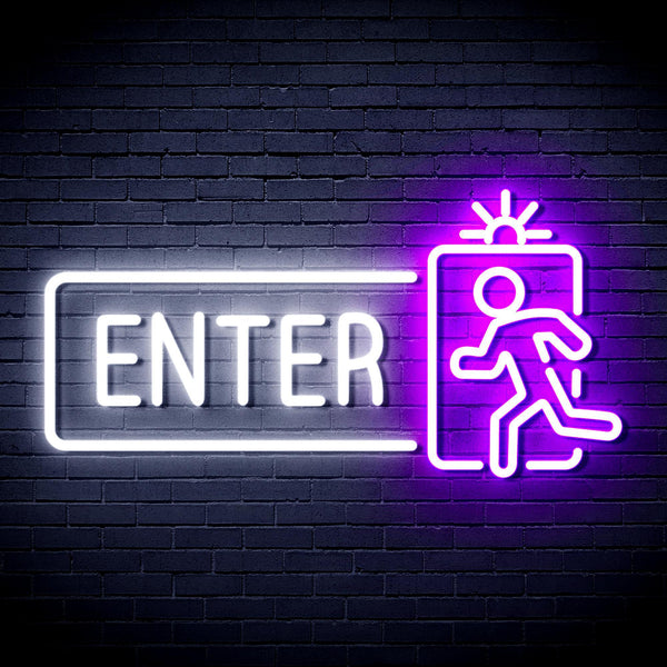 ADVPRO Enter Sign Ultra-Bright LED Neon Sign fnu0345 - White & Purple