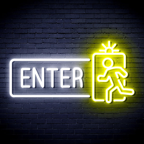 ADVPRO Enter Sign Ultra-Bright LED Neon Sign fnu0345 - White & Yellow