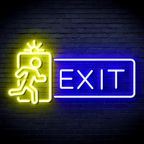 ADVPRO Exit Sign Ultra-Bright LED Neon Sign fnu0346 - Blue & Yellow