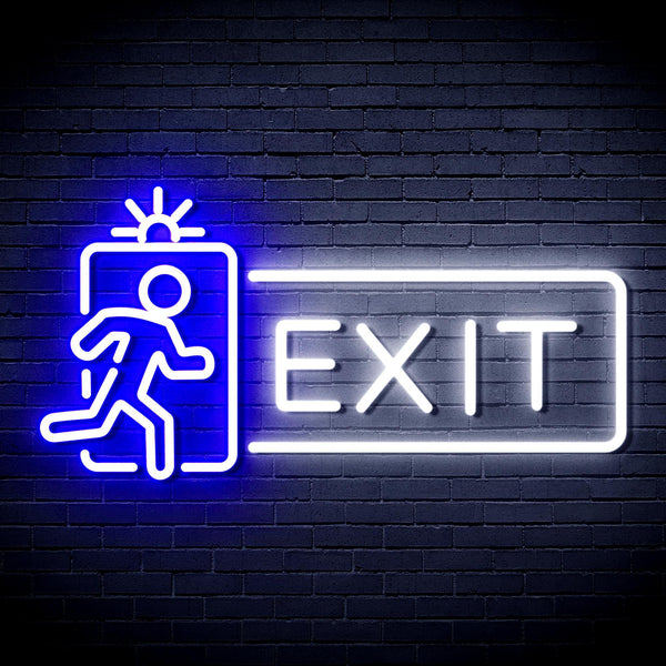 ADVPRO Exit Sign Ultra-Bright LED Neon Sign fnu0346 - White & Blue