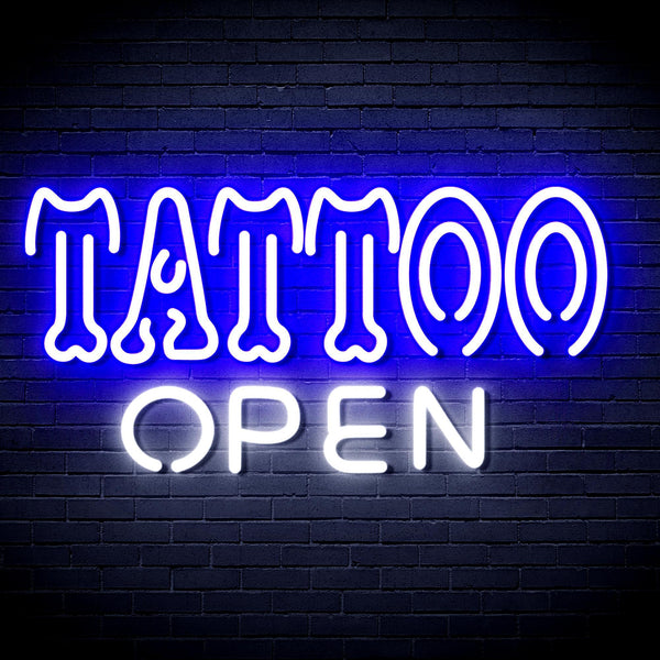 ADVPRO Tattoo Open Ultra-Bright LED Neon Sign fnu0347 - White & Blue