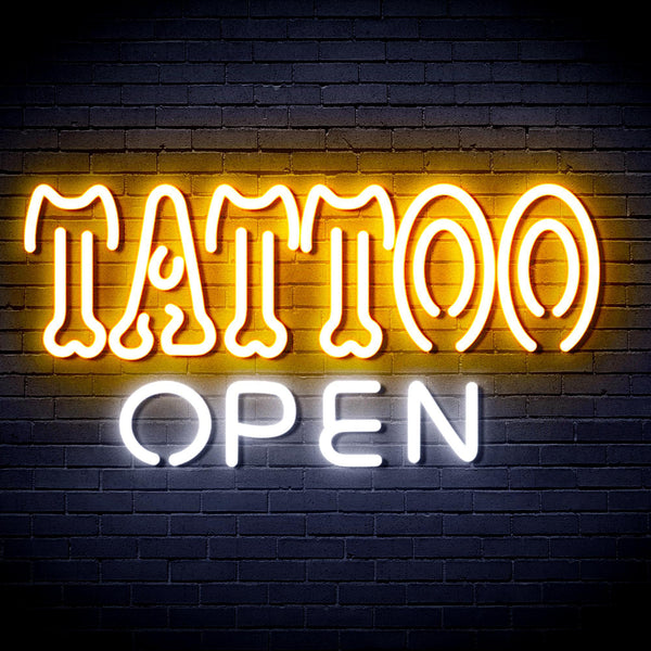 ADVPRO Tattoo Open Ultra-Bright LED Neon Sign fnu0347 - White & Golden Yellow