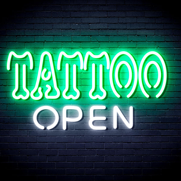 ADVPRO Tattoo Open Ultra-Bright LED Neon Sign fnu0347 - White & Green