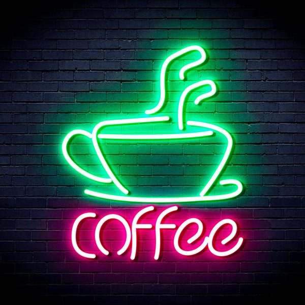 ADVPRO Coffee Cup Ultra-Bright LED Neon Sign fnu0352 - Green & Pink
