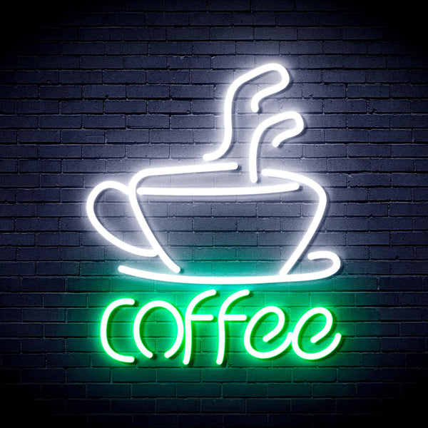 ADVPRO Coffee Cup Ultra-Bright LED Neon Sign fnu0352 - White & Green