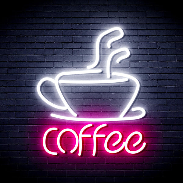 ADVPRO Coffee Cup Ultra-Bright LED Neon Sign fnu0352 - White & Pink