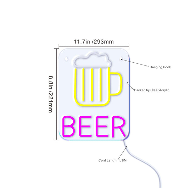 ADVPRO Beer Mug Ultra-Bright LED Neon Sign fnu0354 - Size