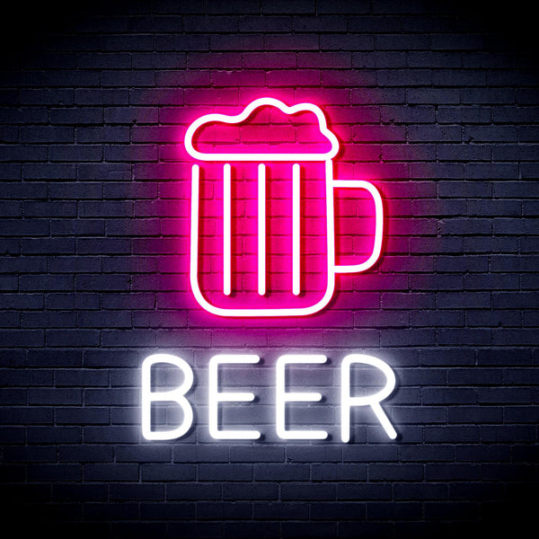 ADVPRO Beer Mug Ultra-Bright LED Neon Sign fnu0354 - White & Pink
