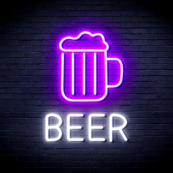 ADVPRO Beer Mug Ultra-Bright LED Neon Sign fnu0354 - White & Purple