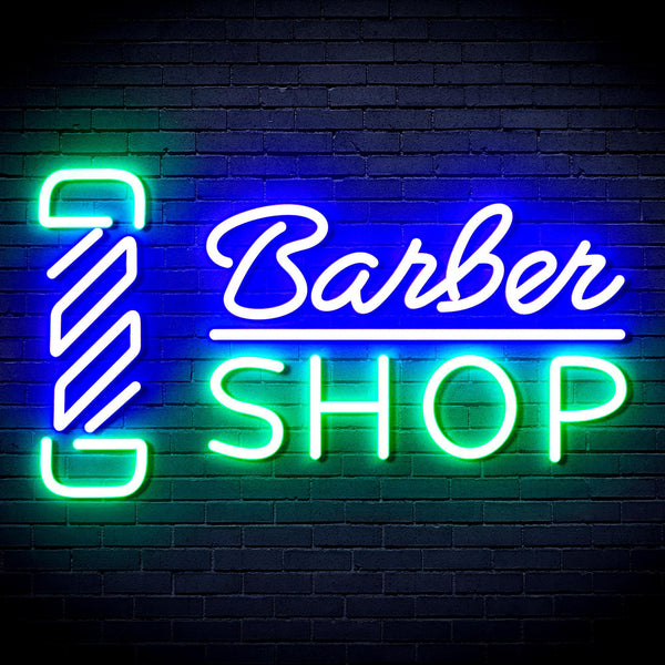 ADVPRO Barber Shop with Barber Pole Ultra-Bright LED Neon Sign fnu0355 - Green & Blue