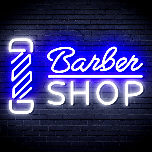 ADVPRO Barber Shop with Barber Pole Ultra-Bright LED Neon Sign fnu0355 - White & Blue