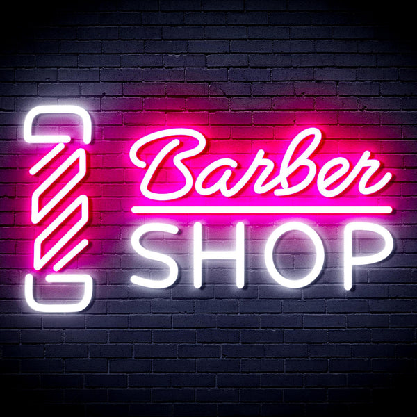 ADVPRO Barber Shop with Barber Pole Ultra-Bright LED Neon Sign fnu0355 - White & Pink