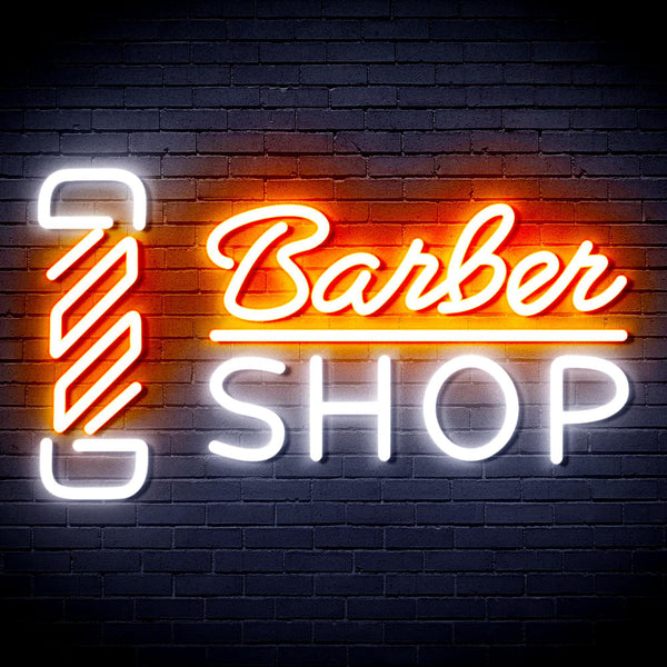 ADVPRO Barber Shop with Barber Pole Ultra-Bright LED Neon Sign fnu0355 - White & Orange