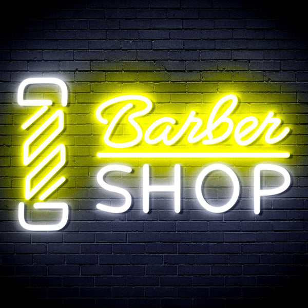 ADVPRO Barber Shop with Barber Pole Ultra-Bright LED Neon Sign fnu0355 - White & Yellow