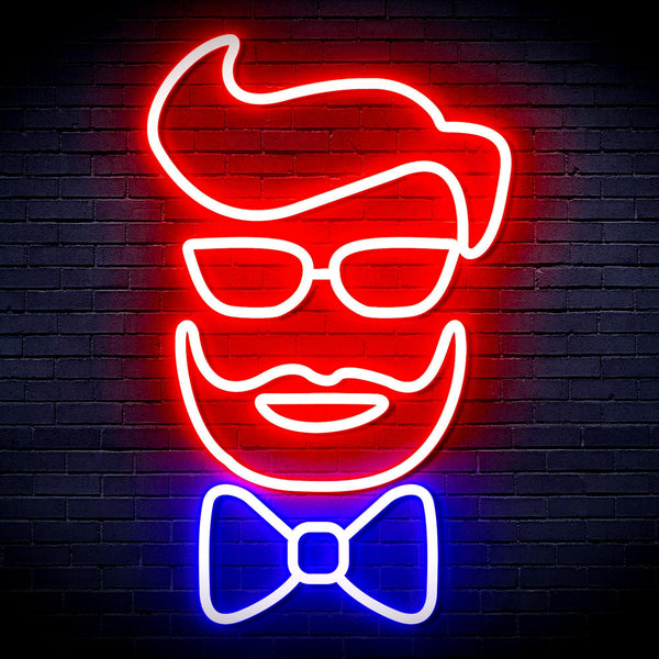 ADVPRO Barber Face Ultra-Bright LED Neon Sign fnu0359 - Red & Blue