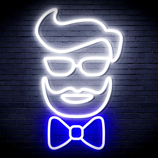ADVPRO Barber Face Ultra-Bright LED Neon Sign fnu0359 - White & Blue