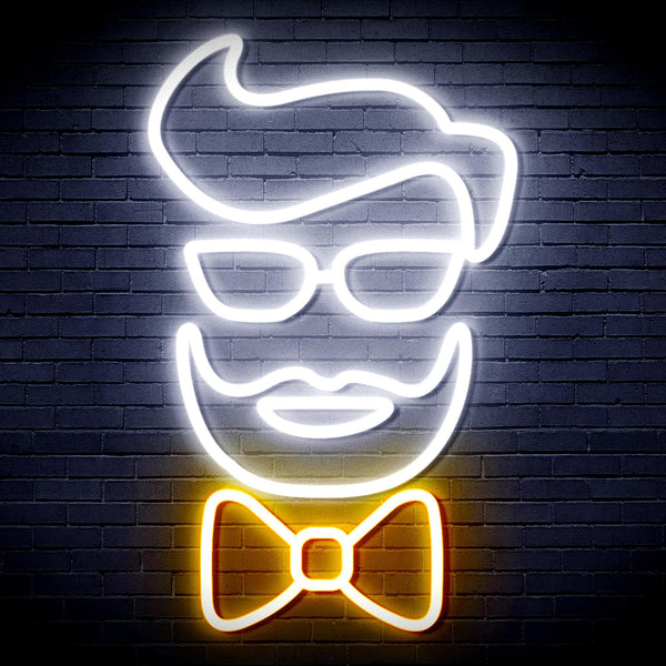ADVPRO Barber Face Ultra-Bright LED Neon Sign fnu0359 - White & Golden Yellow