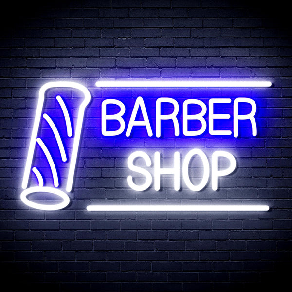 ADVPRO Barber Shop with Barber Pole Ultra-Bright LED Neon Sign fnu0360 - White & Blue