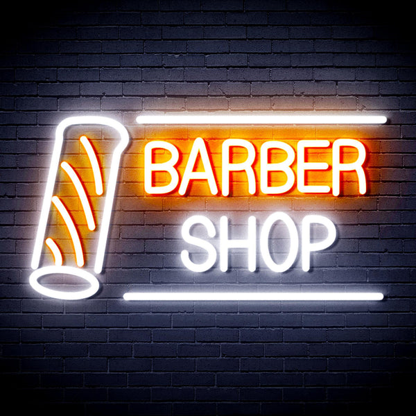 ADVPRO Barber Shop with Barber Pole Ultra-Bright LED Neon Sign fnu0360 - White & Orange