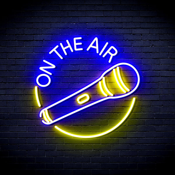 ADVPRO On the Air with Microphone Ultra-Bright LED Neon Sign fnu0393 - Blue & Yellow