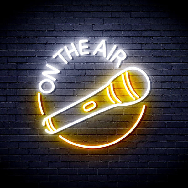 ADVPRO On the Air with Microphone Ultra-Bright LED Neon Sign fnu0393 - White & Golden Yellow