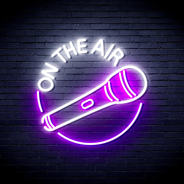 ADVPRO On the Air with Microphone Ultra-Bright LED Neon Sign fnu0393 - White & Purple