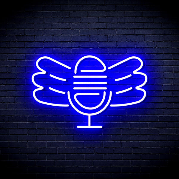 ADVPRO Microphone with Wings Ultra-Bright LED Neon Sign fnu0395 - Blue