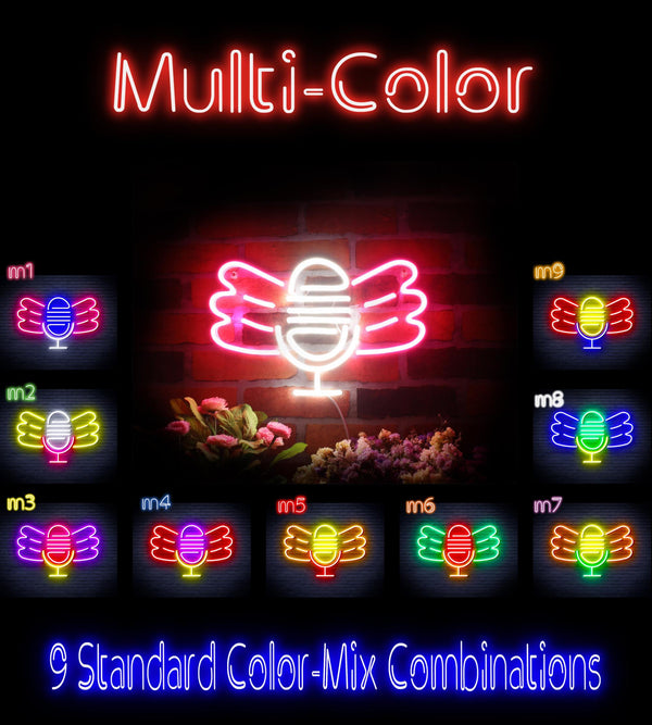 ADVPRO Microphone with Wings Ultra-Bright LED Neon Sign fnu0395 - Multi-Color