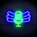 ADVPRO Microphone with Wings Ultra-Bright LED Neon Sign fnu0395 - Green & Blue