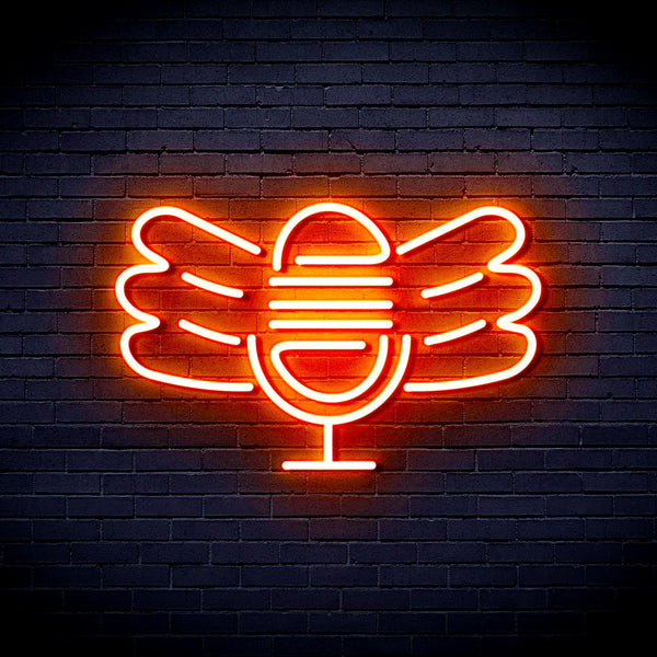 ADVPRO Microphone with Wings Ultra-Bright LED Neon Sign fnu0395 - Orange