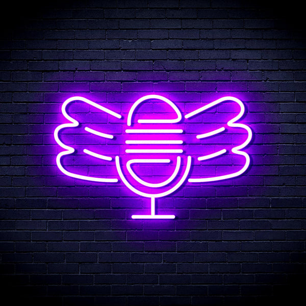 ADVPRO Microphone with Wings Ultra-Bright LED Neon Sign fnu0395 - Purple