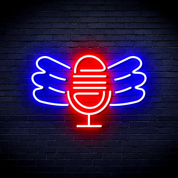 ADVPRO Microphone with Wings Ultra-Bright LED Neon Sign fnu0395 - Red & Blue
