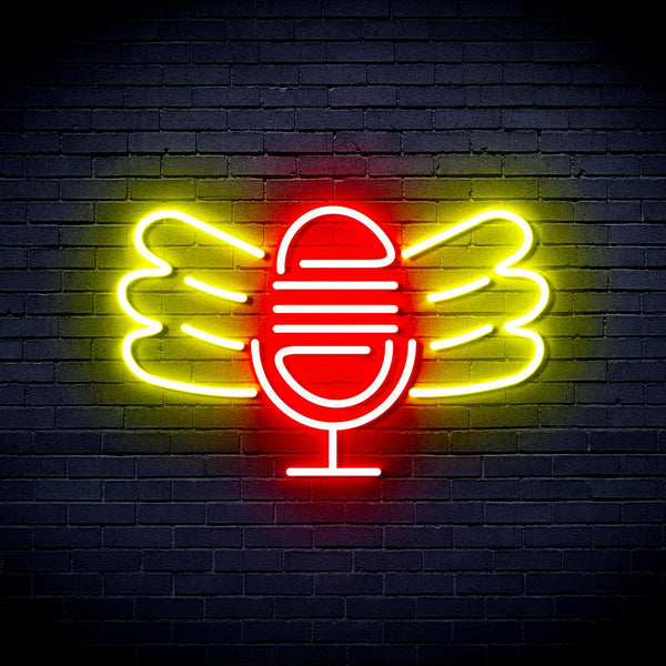 ADVPRO Microphone with Wings Ultra-Bright LED Neon Sign fnu0395 - Red & Yellow