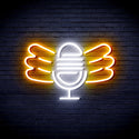 ADVPRO Microphone with Wings Ultra-Bright LED Neon Sign fnu0395 - White & Golden Yellow