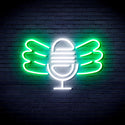ADVPRO Microphone with Wings Ultra-Bright LED Neon Sign fnu0395 - White & Green