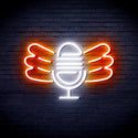 ADVPRO Microphone with Wings Ultra-Bright LED Neon Sign fnu0395 - White & Orange