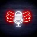 ADVPRO Microphone with Wings Ultra-Bright LED Neon Sign fnu0395 - White & Red