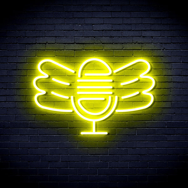 ADVPRO Microphone with Wings Ultra-Bright LED Neon Sign fnu0395 - Yellow