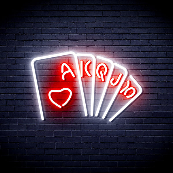ADVPRO Poker Ultra-Bright LED Neon Sign fnu0402 - White & Red