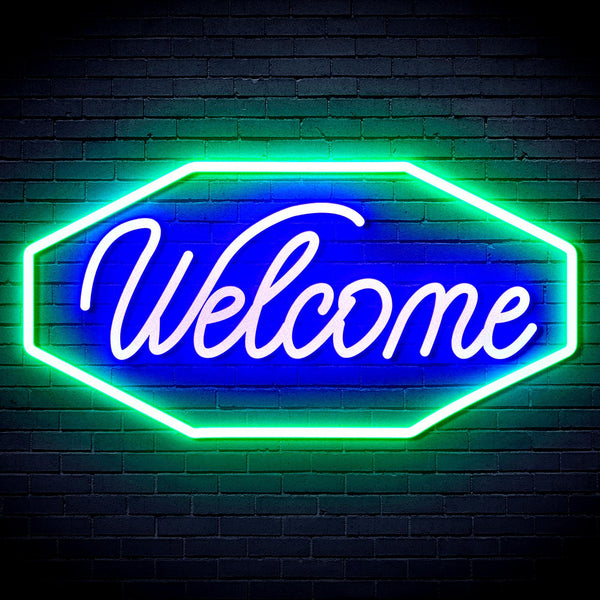 ADVPRO Welcome Ultra-Bright LED Neon Sign fnu0403 - Green & Blue