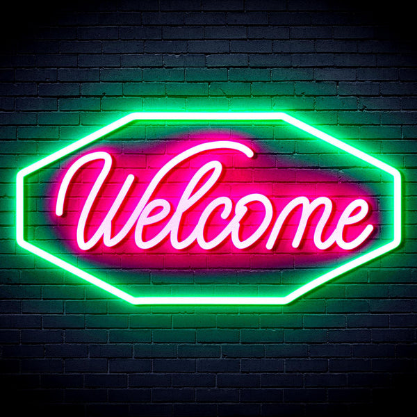 ADVPRO Welcome Ultra-Bright LED Neon Sign fnu0403 - Green & Pink