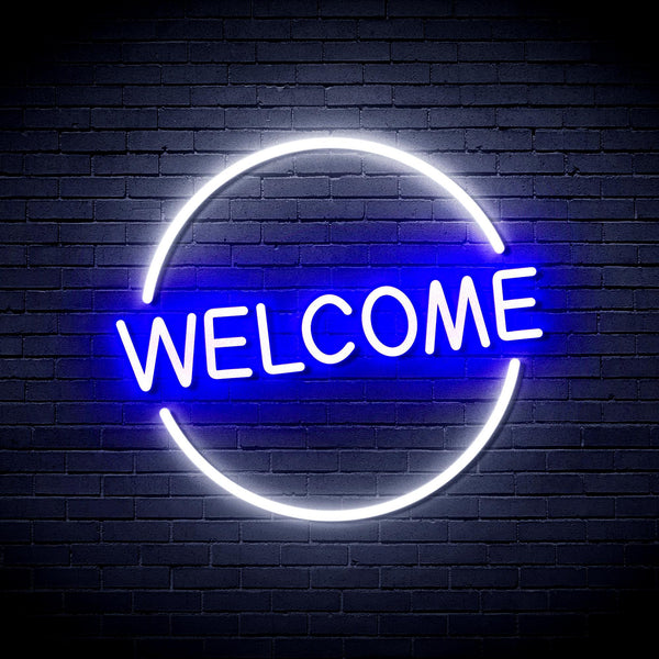 ADVPRO Welcome Ultra-Bright LED Neon Sign fnu0406 - White & Blue